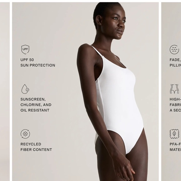 Quince Italian Cami Ribbed One-Piece Swimsuit Sz M NEW - Picture 2 of 4